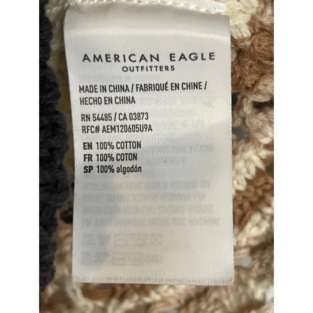 NWT American Eagle Cream Boho Knit Crochet Sleeveless Top Women's Size Small - Picture 6 of 6